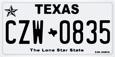 TX license plate CZW0835