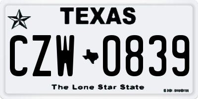 TX license plate CZW0839