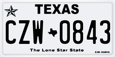 TX license plate CZW0843