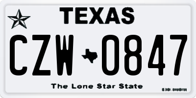 TX license plate CZW0847