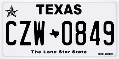 TX license plate CZW0849