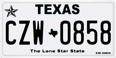 TX license plate CZW0858