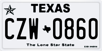 TX license plate CZW0860