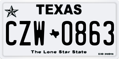 TX license plate CZW0863