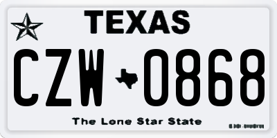 TX license plate CZW0868