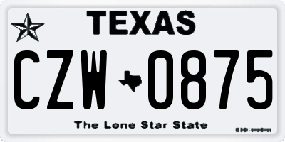 TX license plate CZW0875