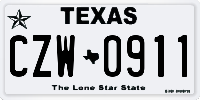 TX license plate CZW0911