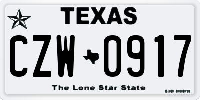 TX license plate CZW0917