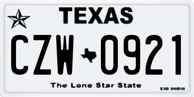 TX license plate CZW0921