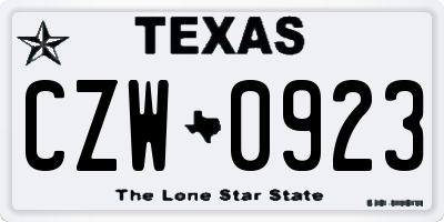 TX license plate CZW0923