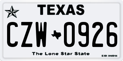 TX license plate CZW0926