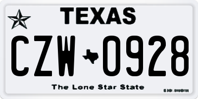 TX license plate CZW0928