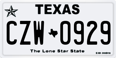 TX license plate CZW0929
