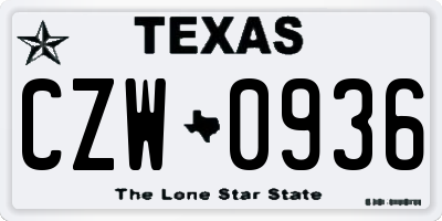 TX license plate CZW0936