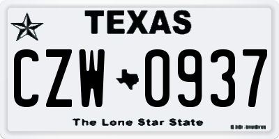 TX license plate CZW0937