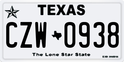 TX license plate CZW0938