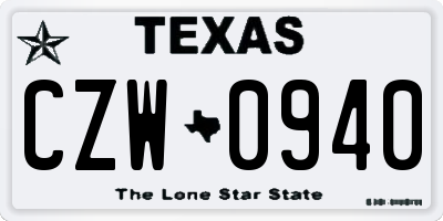 TX license plate CZW0940