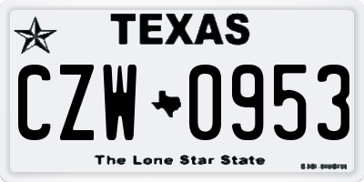 TX license plate CZW0953