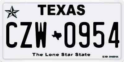 TX license plate CZW0954