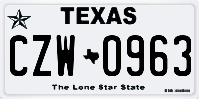 TX license plate CZW0963