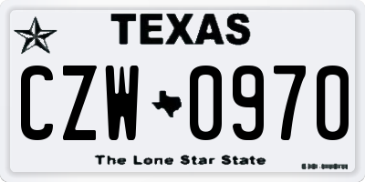 TX license plate CZW0970
