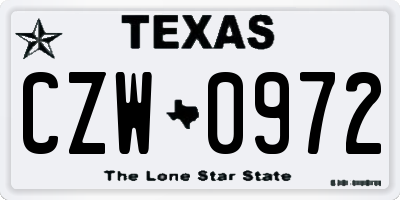 TX license plate CZW0972