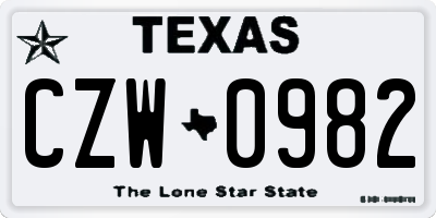 TX license plate CZW0982