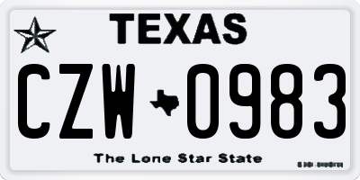 TX license plate CZW0983