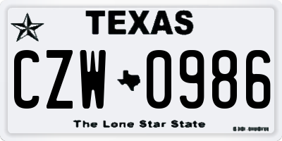 TX license plate CZW0986