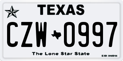 TX license plate CZW0997