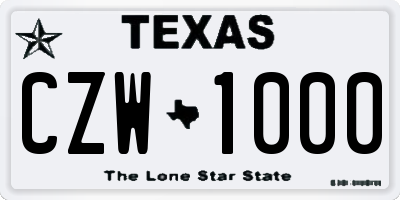 TX license plate CZW1000