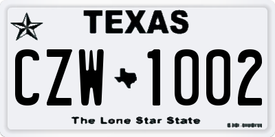 TX license plate CZW1002