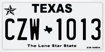TX license plate CZW1013