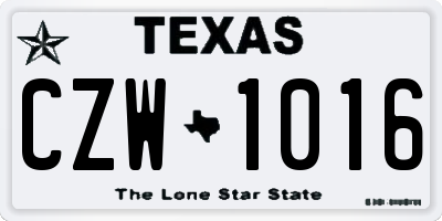 TX license plate CZW1016