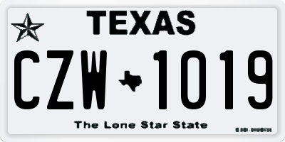 TX license plate CZW1019