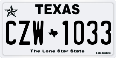 TX license plate CZW1033