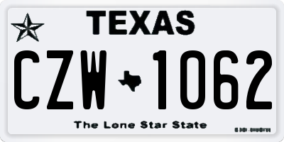 TX license plate CZW1062