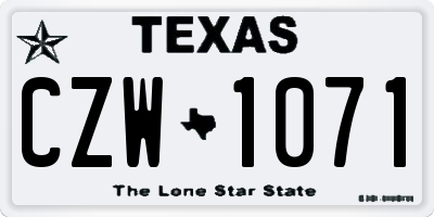 TX license plate CZW1071