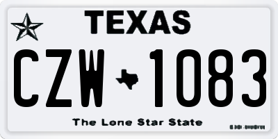 TX license plate CZW1083