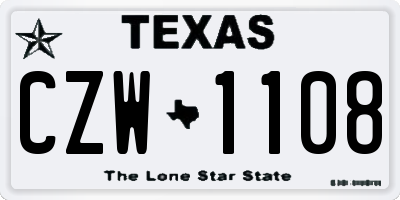 TX license plate CZW1108
