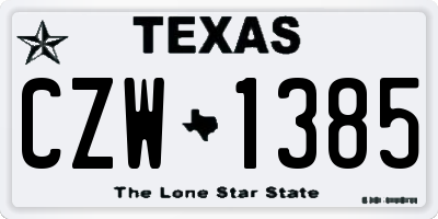 TX license plate CZW1385