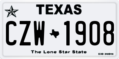TX license plate CZW1908