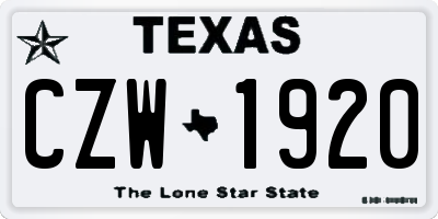 TX license plate CZW1920
