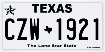 TX license plate CZW1921