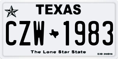 TX license plate CZW1983
