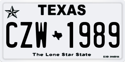 TX license plate CZW1989