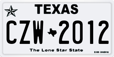 TX license plate CZW2012