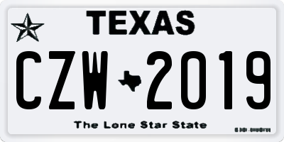 TX license plate CZW2019