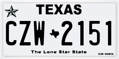 TX license plate CZW2151