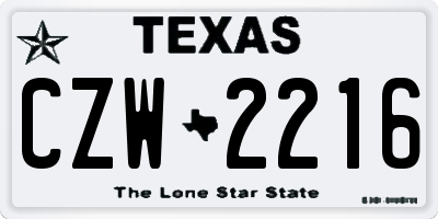 TX license plate CZW2216